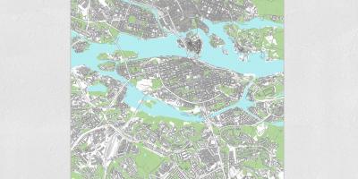 지도 스톡홀름의 인쇄 지도