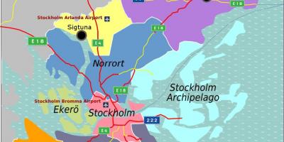 지도의 스웨덴 스톡홀름 지역