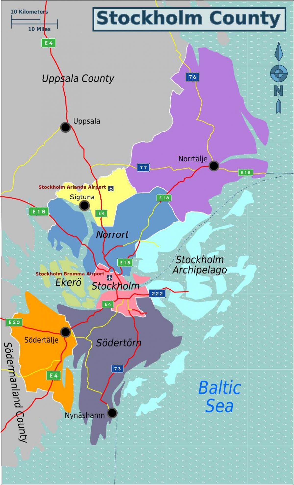 지도의 스웨덴 스톡홀름 지역